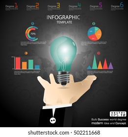 Business hand catch Bulb Success Brainstorming modern Idea and Concept Vector illustration Infographic template with icon.