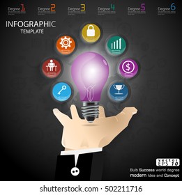 Business hand catch Bulb Success Brainstorming modern Idea and Concept Vector illustration Infographic template with icon.