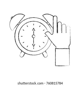 business hand clock alarm device icon