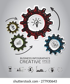 Business  hand drawn concept with icons background. vector