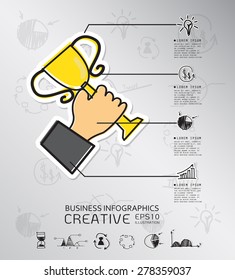 Business hand drawn concept with icons background. vector