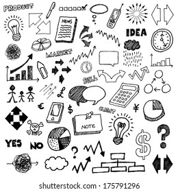 Business Doodles Handdrawn Sketch Set Stock Vector (Royalty Free ...