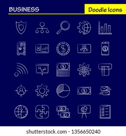 Business  Hand Drawn Icons Set For Infographics, Mobile UX/UI Kit And Print Design. Include: Internet, Globe, Global, Communication, Mouse, Computer, Device, Pointer, Eps 10 - Vector