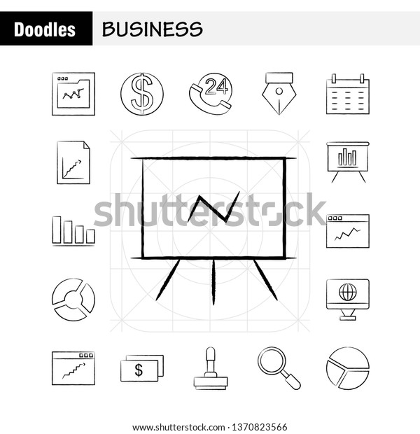 Business  Hand Drawn Icons Set For Infographics,\
Mobile UX/UI Kit And Print Design. Include: Vector, Graph, Lines,\
Education, Coffee, Collection Modern Infographic Logo and\
Pictogram. - Vector