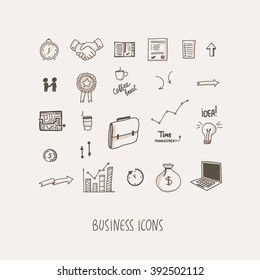 Business Hand Drawn Vector Icons Set