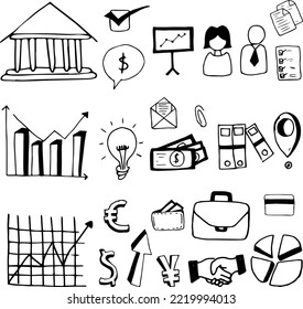 Business Hand Drawn Vector İllustration Objects Set