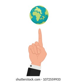 Business hand and earth vector. free space for text. wallpaper. background.