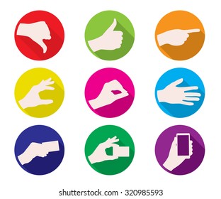 business hand gestures color icon vector illustration