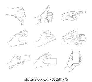 business hand gestures contour vector illustration.