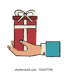 business hand gift box