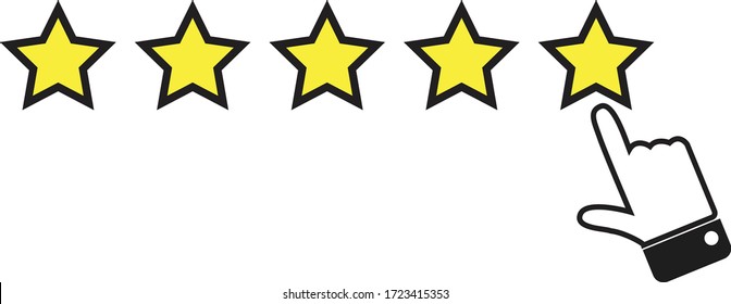 Business Hand Give Five Star Rating. Minimal Flat Vector Illustration.Customer Feedback And Rating Color Icon. Ranking. Client Review. Rating Scale Click.