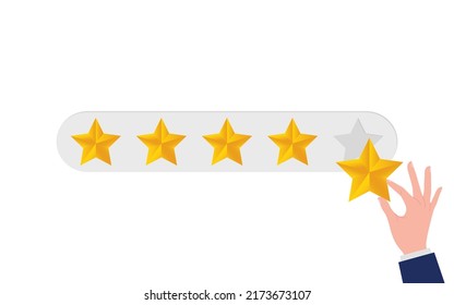 Business hand give five star rating. Positive feedback concept design. Minimal flat vector illustration