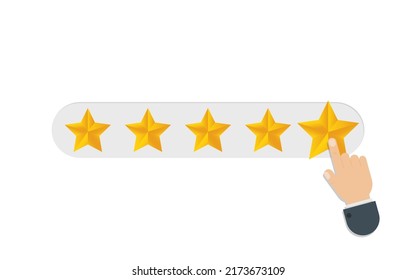 Business hand give five star rating. Positive feedback concept design. Minimal flat vector illustration