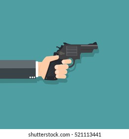 Business Hand Holding A Gun - Vector Illustration