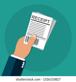 Business Hand holding payment receipt.payment concept.Vector