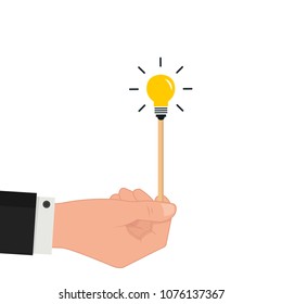 business hand and lamp idea vector. free space for text. wallpaper. background. idea.