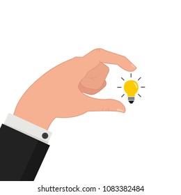 Business hand and lamp idea vector. free space for text. wallpaper. background.