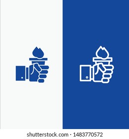 Business, Hand, Leader, Leadership, Olympic Line and Glyph Solid icon Blue banner Line and Glyph Solid icon Blue banner