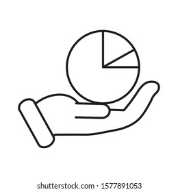 business hand lifting with statistics pie vector illustration design