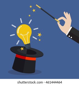 Business hand with lightbulb idea. Vector illustration