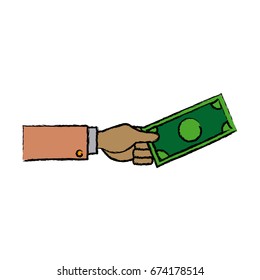 business hand man holding banknote dollar