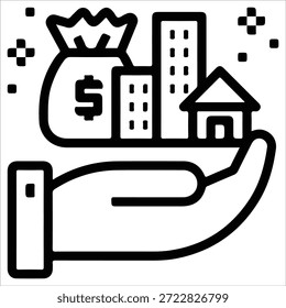 Ícone de vetor de ativos múltiplos gerenciando o business hand