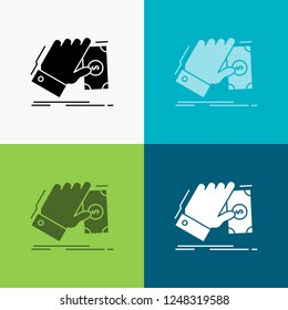 business, hand, money, earn, dollar Icon Over Various Background. glyph style design, designed for web and app. Eps 10 vector illustration