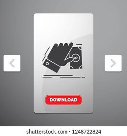 business, hand, money, earn, dollar Glyph Icon in Carousal Pagination Slider Design & Red Download Button