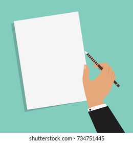 Business hand on paper. business vector. free space for text.