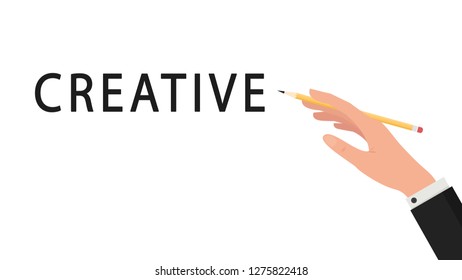 Business hand and pencil vector. free space for text. wallpaper. creative poster.