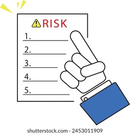 Business man’s hand pointing at list for risk