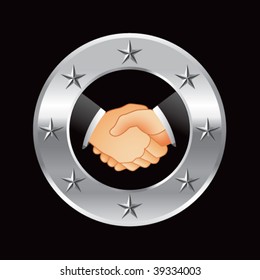 business hand shake on silver star frame