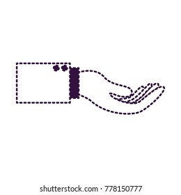 business hand side view gesture get in purple dotted silhouette