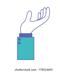 business hand side view gesture hold on in blue and purple color sections silhouette