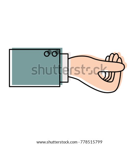 business hand side view gesture get in watercolor silhouette
