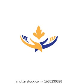 business hand symbol, vector logo design flowers
