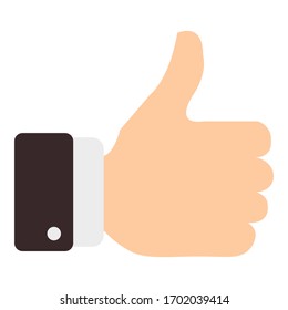 Business hand thumb up icon. Flat illustration of business hand thumb up vector icon for web design