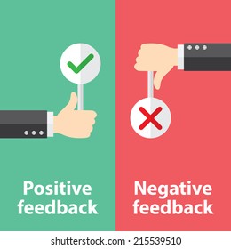 Business Hand Thumb Up With True And False Sign. Vector Illustration Of Positive And Negative Feedback Concept. Minimal And Flat Design