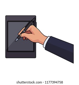 Business hand using tablet