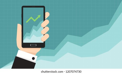business hand vector. graph up. wallpaper. free space for text.