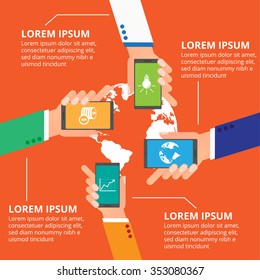 Business Hand Vector World, Light, Money, Graph icon 