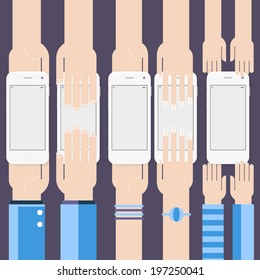 Business hands gestures design elements. isolated vector illustration