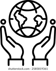 Business hands holding globe with green connections and copy space concept as Glossy image showing business hands holding a globe adorned with green connections and nodes symbolizing global networking