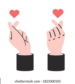 Business hands making mini heart love signs or symbols