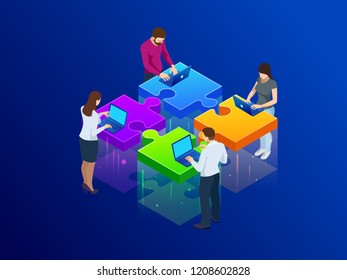 Business Hands putting puzzle pieces together vector illustration