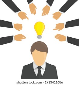 Business Hands Stealing Idea Light Bulb Stock Vector (Royalty Free ...