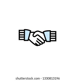 Business handshake agreement filled outline symbol vector icon for your apps or websites