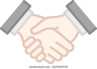 Handshake de Negócios e Ícone de Contrato - Line Art Vetor