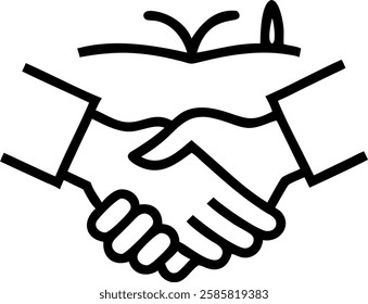 Business handshake between executive and farmer in field with copy space concept as Business executive shaking hands with a farmer in an open field representing partnership and integration between cor