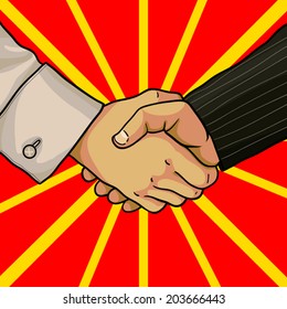 business handshake cartoon hands of two men